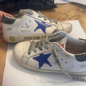 Golden Goose Kids White Sneakers with Blue Star